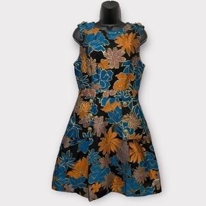 Laundry By Shelli Segal Metallic Floral Jacquard Button Dress Size 6